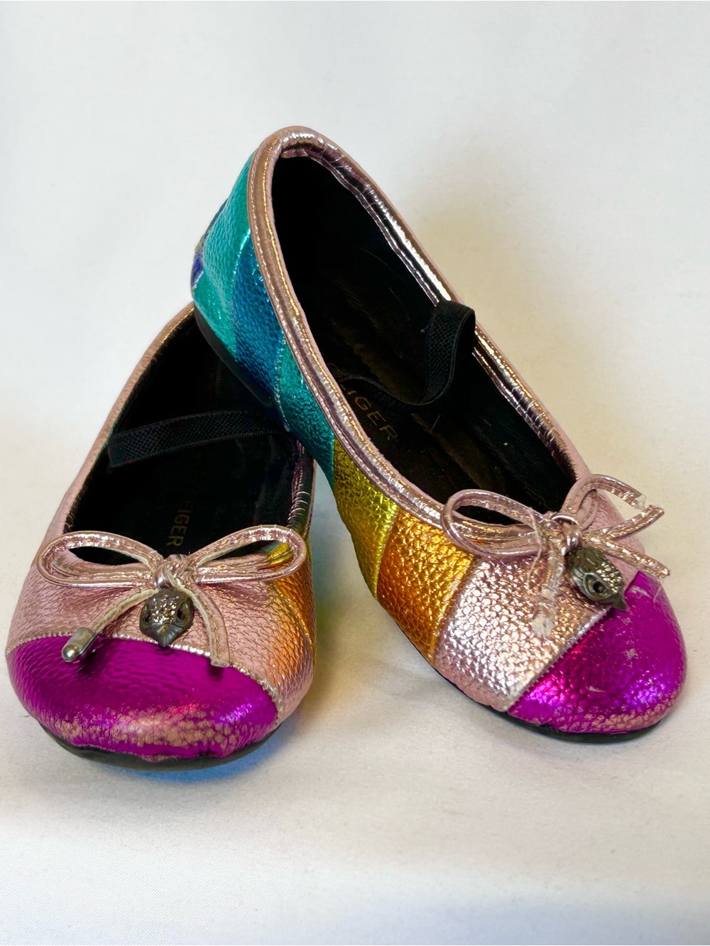 Kurt Geiger London Mini Eagle Ballet Rainbow Metallic Leather Flats Toddler 8M